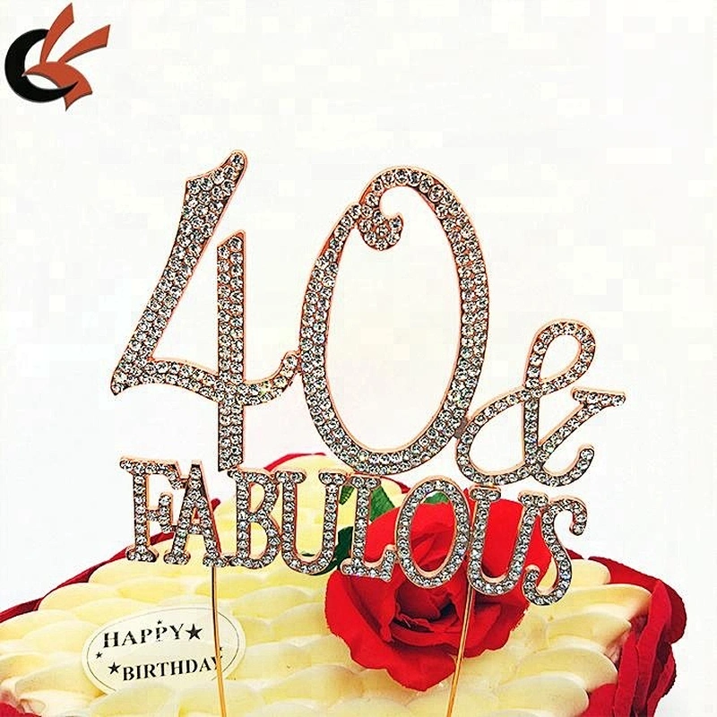 40 & FABULOUS Crystal Rhinestone Cake Topper