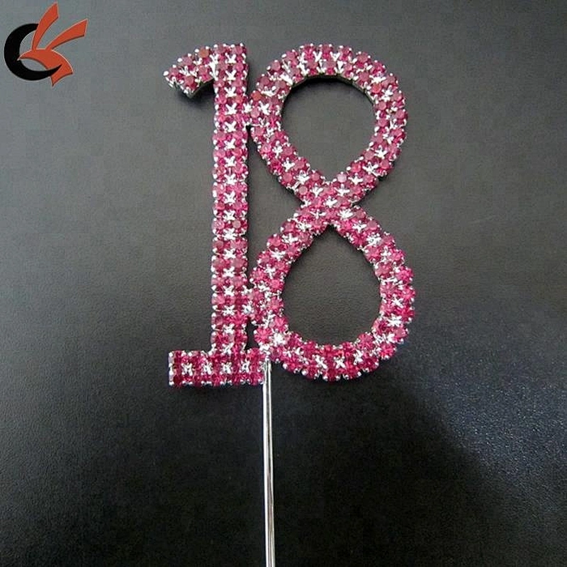 number 21 18 purple rhinestone cake topper for birthday