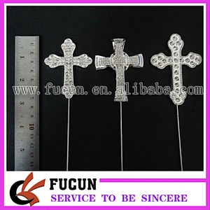2018 Christening wholesale new Rhinestone Cross Baptism Communion Christening Easter Party Cake Topper