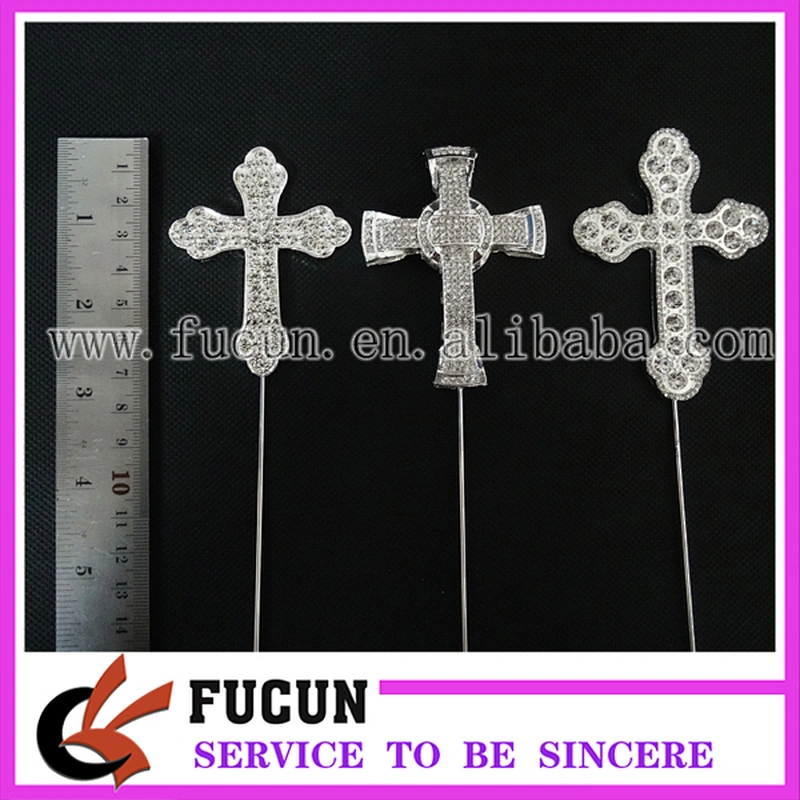 2018 Christening wholesale new Rhinestone Cross Baptism Communion Christening Easter Party Cake Topper