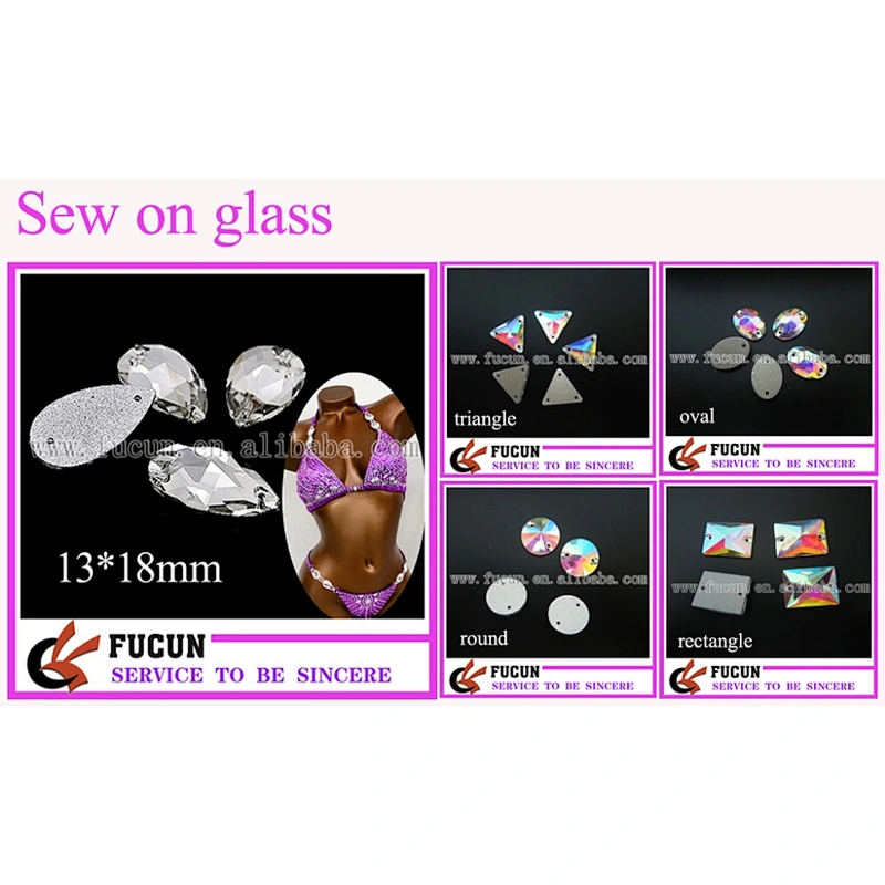 wholesale 16*16mm flatback triangle sew on glass