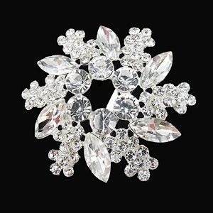 55mm Handmade Wholesale DIY Crystal AB Wreath Rhinestone Floral Bouquet Brooch Pin