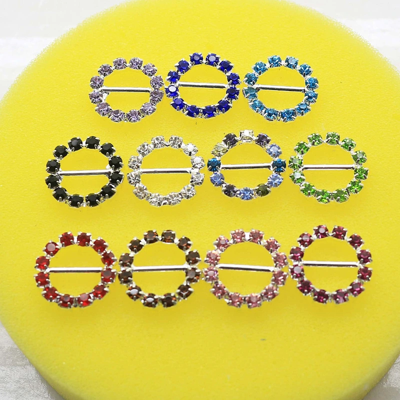 Fashion round colorful silver plated rhinestone buckle for Chair Sash