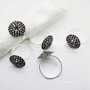 Wedding favors crystal round colorful design red rhinestone napkin ring for Christmas