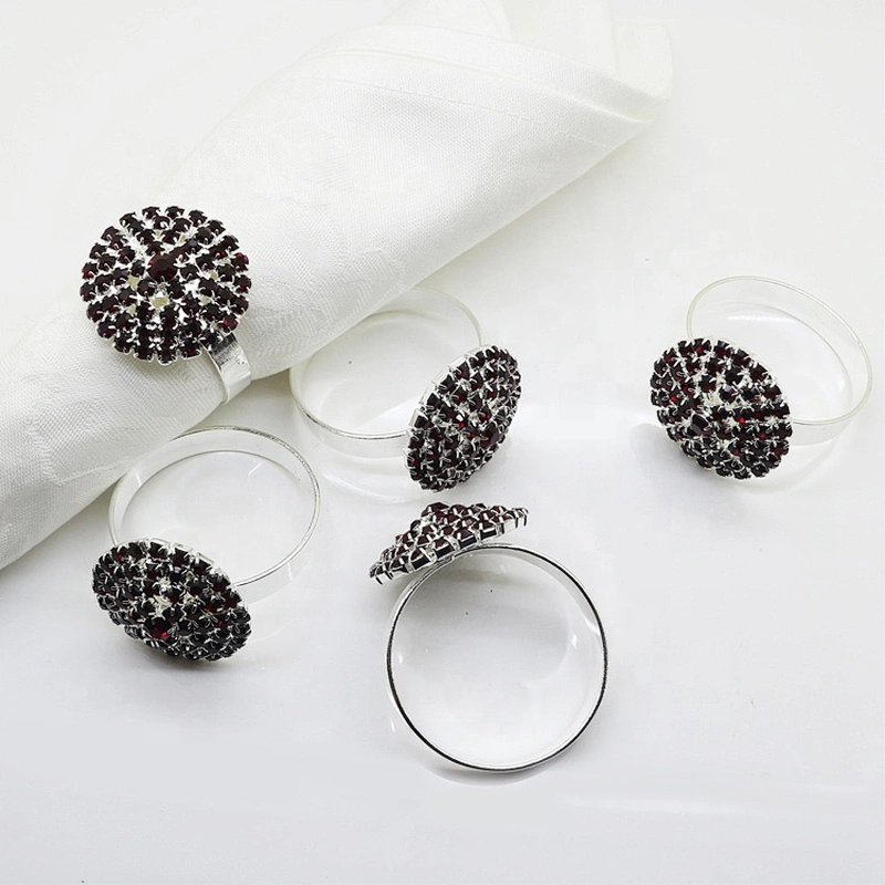 Wedding favors crystal round colorful design red rhinestone napkin ring for Christmas