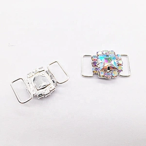 Wholesales Cheap Silver Plated Alloy Crystal Rhinestone Button Bikini Connector