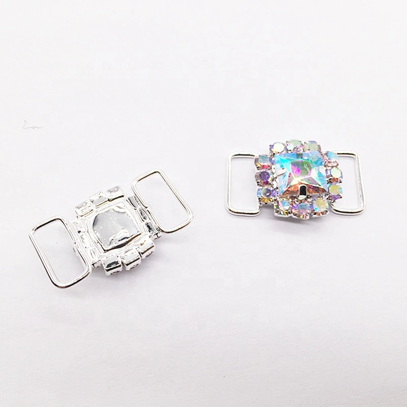 Wholesales Cheap Silver Plated Alloy Crystal Rhinestone Button Bikini Connector
