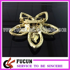 Black Rhinestone Crystal Gold Plated Men Wedding Brooch