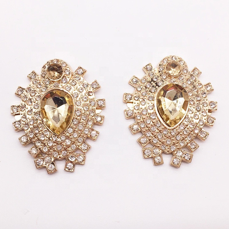 Factory shoe accessories decoration rhinestone light metal material crystal shoe ornament buckle
