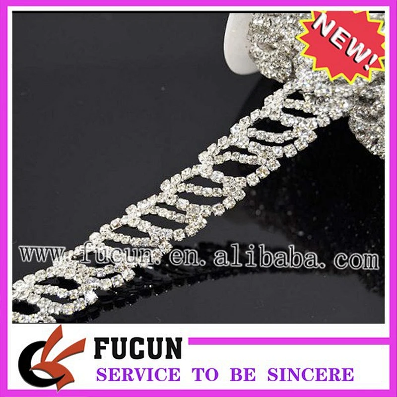 Flat back Crystal Trims Rhinestones Type and Garment,Shoes,Bags Use Crystal Chain Trims for Wedding
