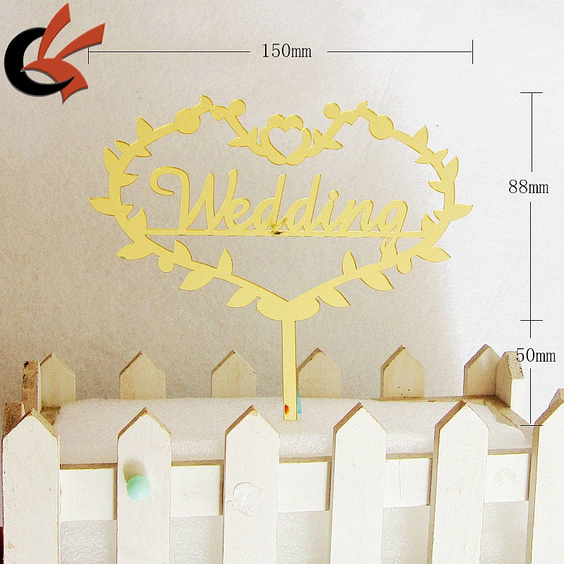 Gold Laser Cut Wedding Acrylic Cake Topper