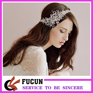 2017 New Fashioned Handmade European Style Bridal Stretch Headwear Crystal Beaded Headband Design