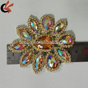 flatback sew on AB rhinestone brooch appliques for Carnival dress