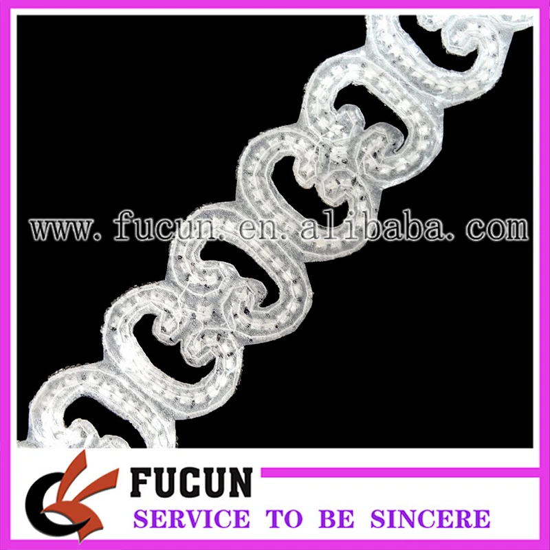 wholesale bridal beaded appliques for headband,silver rhinestone applique for sash