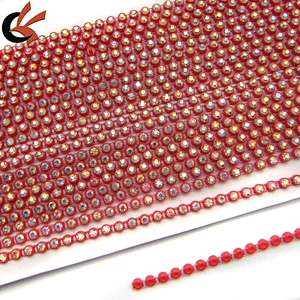 AB clear Rhinestone Trimming Sew on with red Plastic cup base