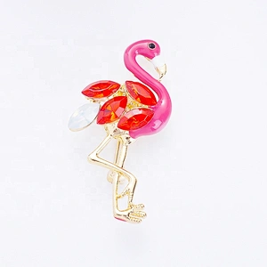 Custom New Products Making Jewelry Gifts Rhinestone Flamingo Brooch
