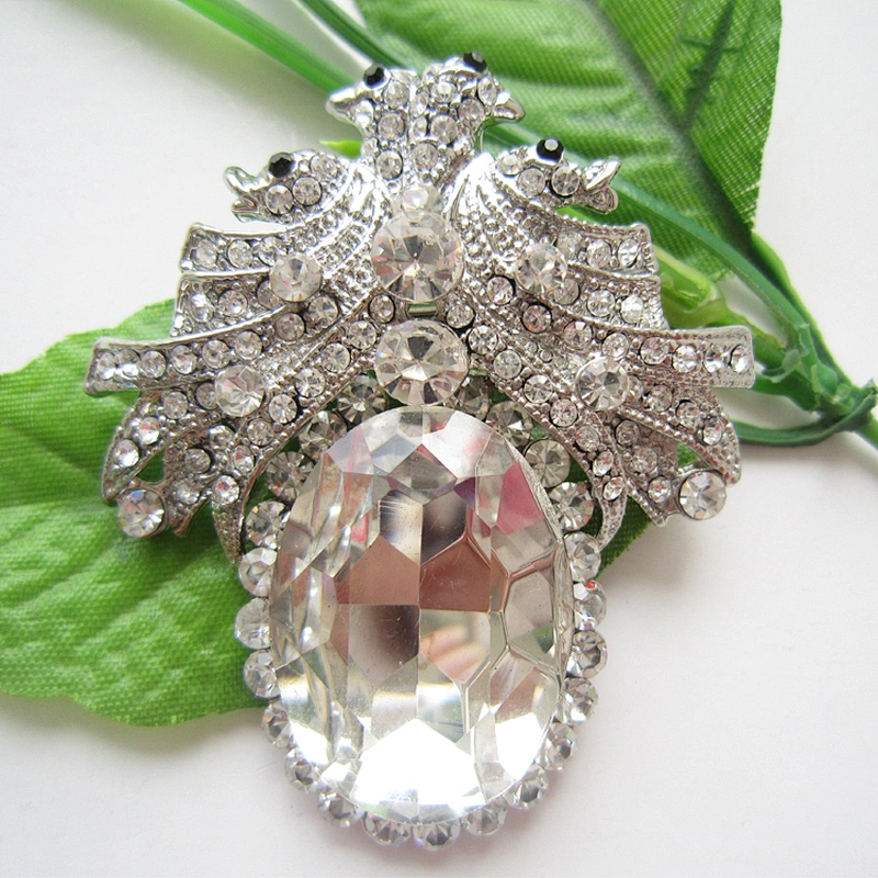 jewelry custom new design bridal rhinestone diamond leaf brooch wholesale