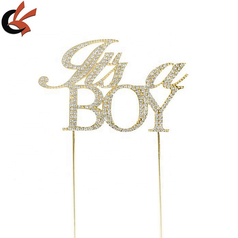 New It is a boy It is a girl gold rhinestone cake topper Gender Reveal Cake Topper