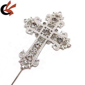12.5x9cm large cross clear crystal wedding cake topper