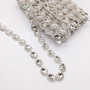 Wholesale glass designs rhinestone lace trims crystal type rhinestone chain trimmings