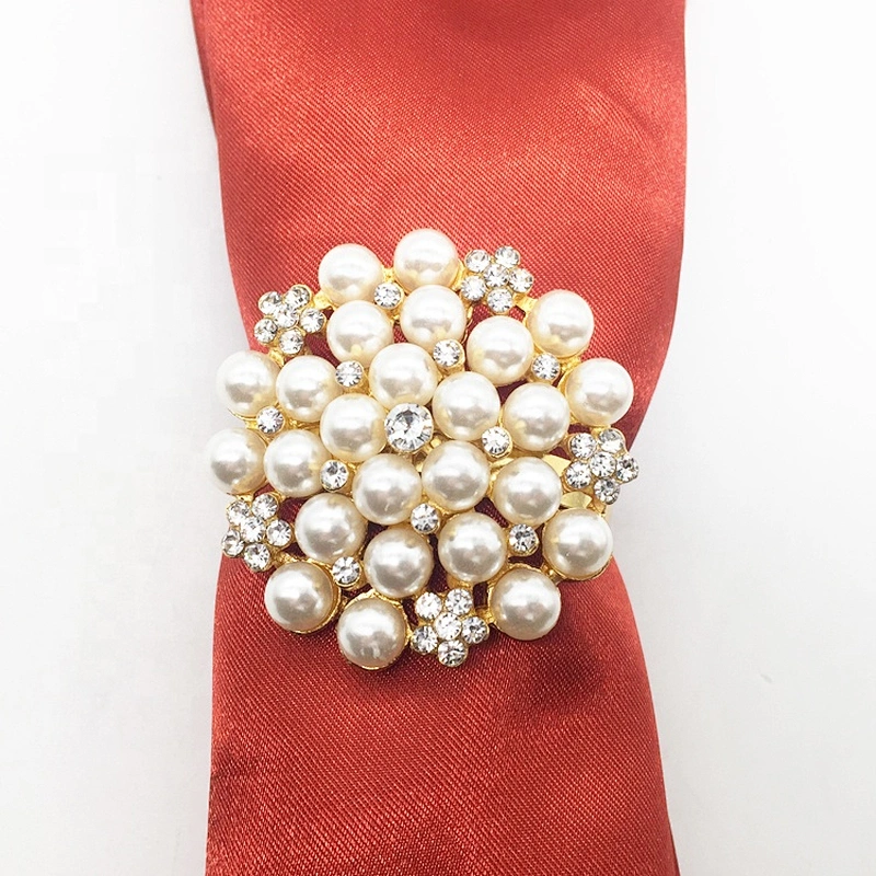 Vintage Tablescape Bling Rhinestone Wedding Pearl Napkin Ring Wholesale