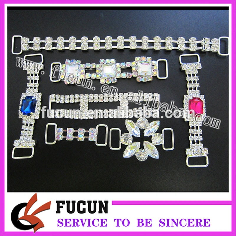 Fashion style Bling gem stone swimwear buckle bikini connector