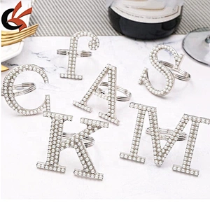 wholesale wedding letter decorative plating silver pearl letter napkin ring