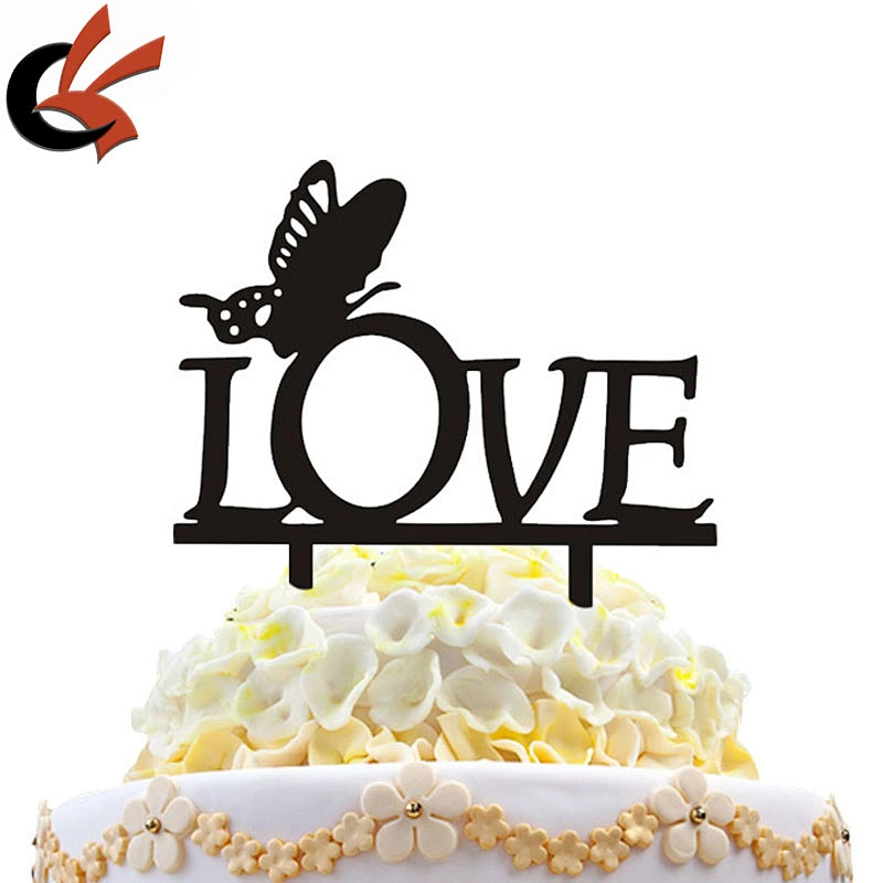 Wedding Love with butterfly decorate Acrylic Cake Topper