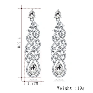 Wedding Jewelry Sparkling Dangle Rhinestone Bridesmaid Earrings