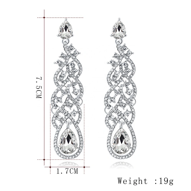 Wedding Jewelry Sparkling Dangle Rhinestone Bridesmaid Earrings