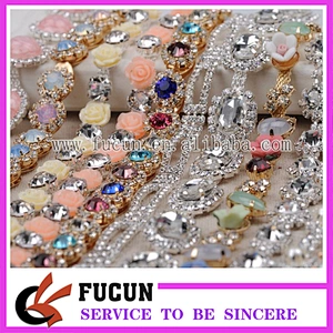 hot sale cheap rhinestone flower bridal chain trimming hair piece chains decoration wholesale