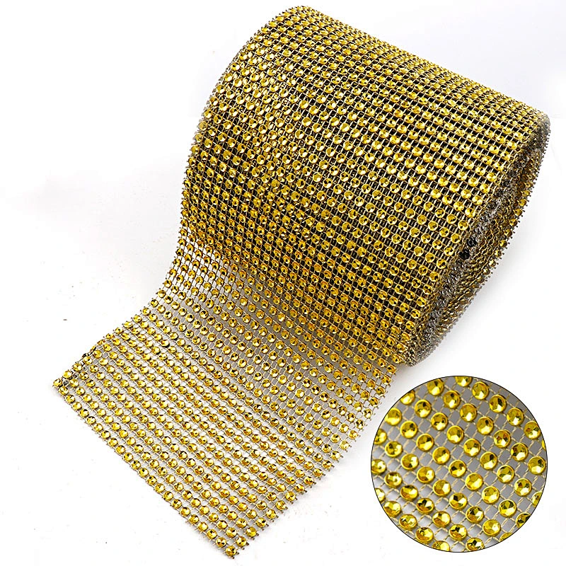 24 rows strass plastic crystal rhinestone net mesh sheet for party decoration