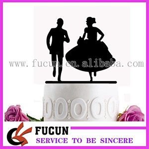 Eloping Bride & Groom Acrylic Wedding Day Cake Topper