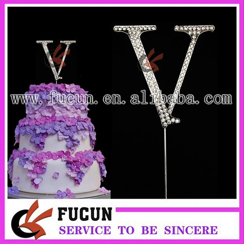 Rhinestone Covered Monogram Ampersand Cake Topper Set