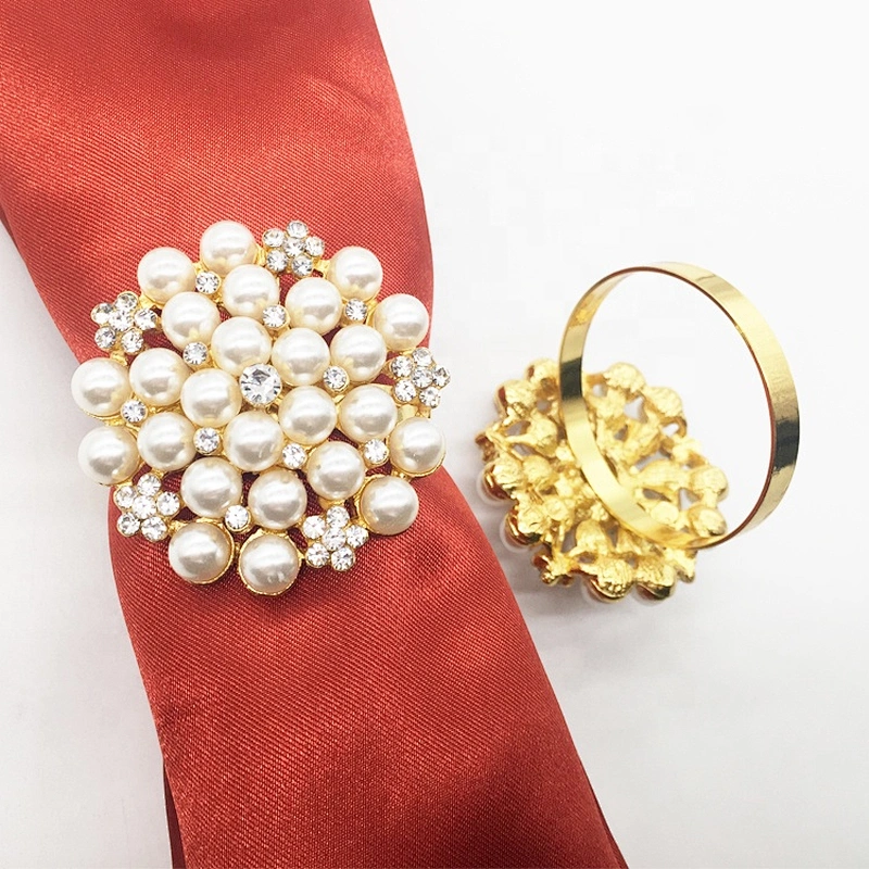 Vintage Tablescape Bling Rhinestone Wedding Pearl Napkin Ring Wholesale
