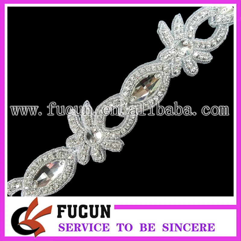 Wholesale Fashion Wedding Rhinestones Applique/Bridal Sash Appliques/Rhinetones Trimming for Dress decoration