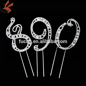 Sweet 15 Quinceanera Silver Crystal Rhinestone Cake Topper Birthday Party Favor