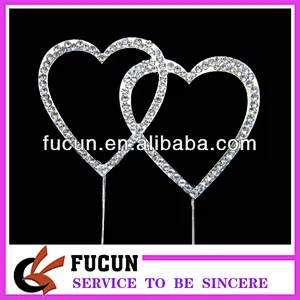 rhinestone cake topper wedding invitations with heart shape