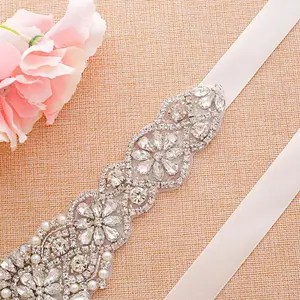 Wholesale bling bridal dress rhinestone crystal wedding sash applique