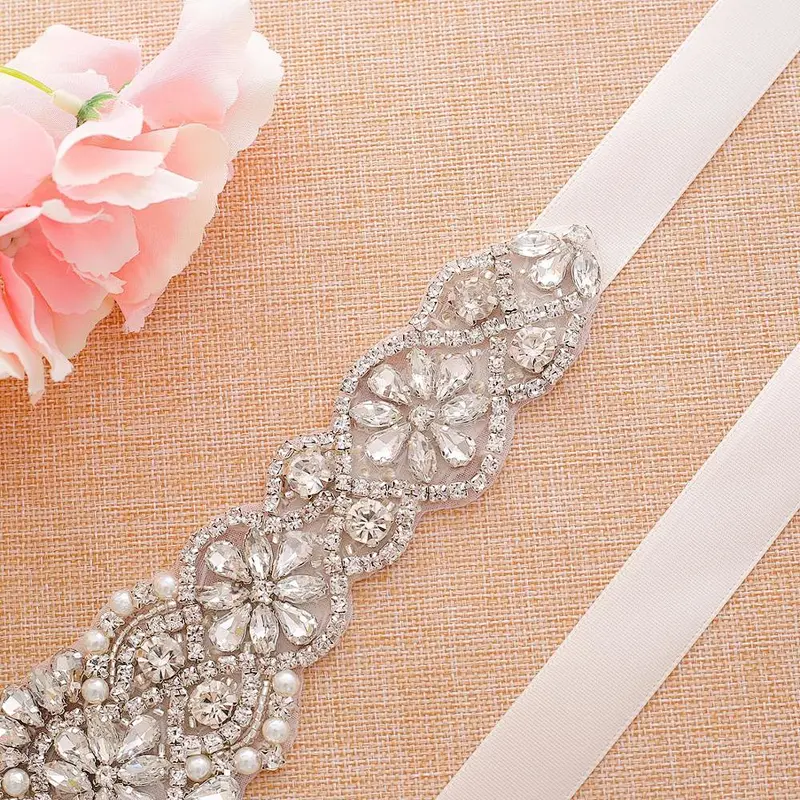 Wholesale bling bridal dress rhinestone crystal wedding sash applique