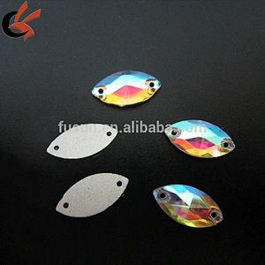 5*10mm 2 hole clear AB navette faceted flatback crystal glass sew on rhinestones