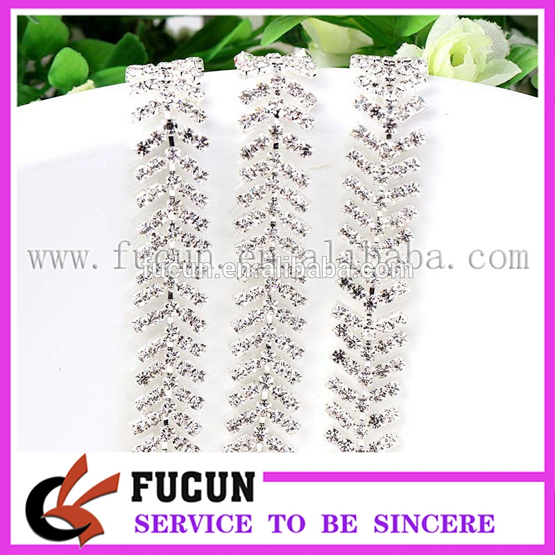 Clear Crystal Applique Bridal Costume Rhinestone Chain Sewing Craft Trim