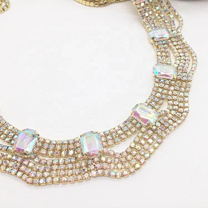 Crystal ab rhinestone banding trimming clear strass rhinestone chain trims for head band or dress