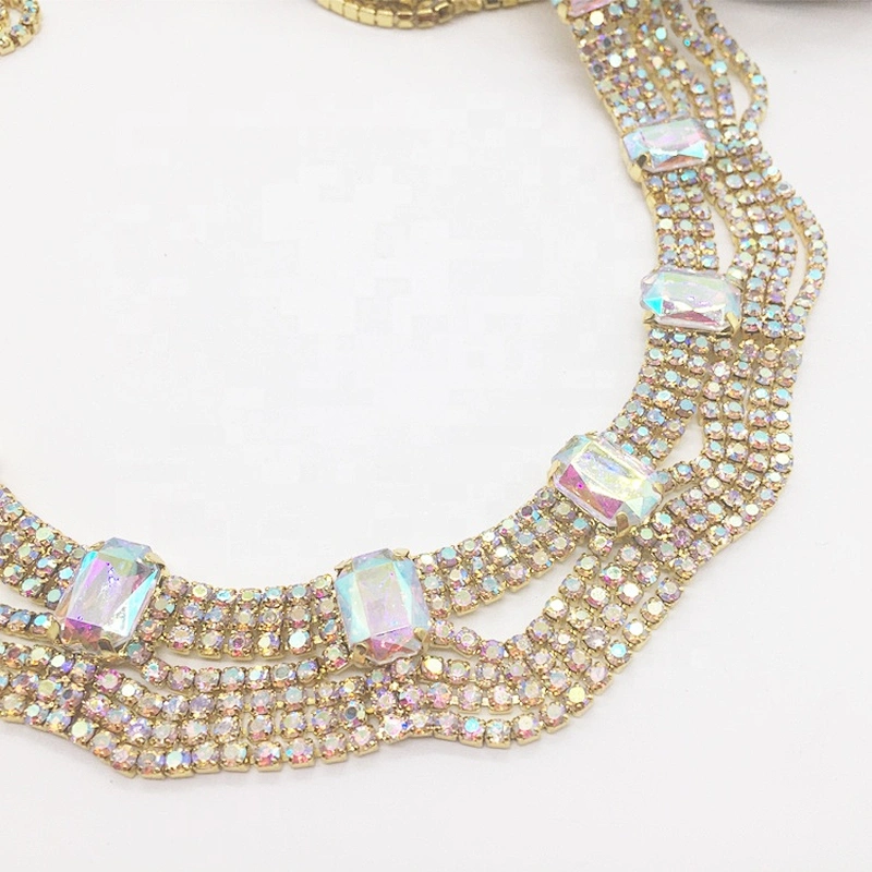Crystal ab rhinestone banding trimming clear strass rhinestone chain trims for head band or dress