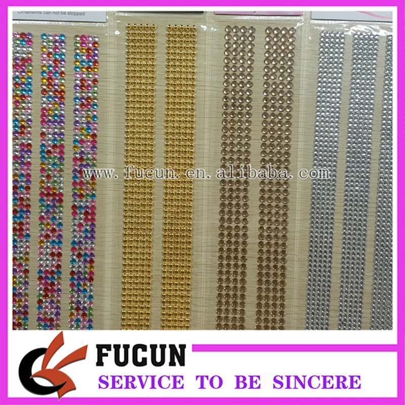 custom acrylic rhinestone jewel sticker long strip self adhesive pearls and rhinestone stickers