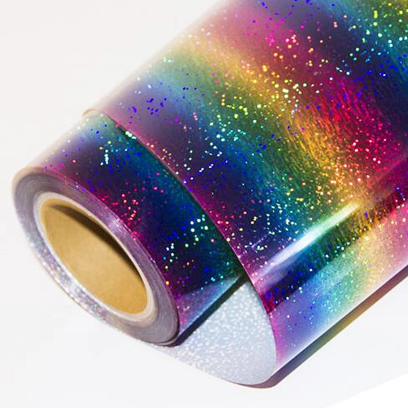 gorgeous hologram iron on rainbow holographic stripe heat transfer vinyl for garment
