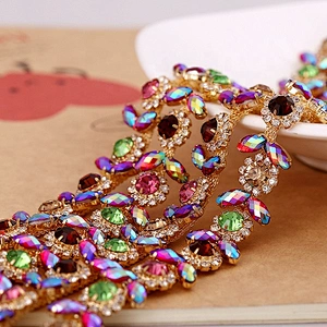 20 Yard Crystal AB Chain Embellishment Decorative Gold Base Rhinestone Trimming