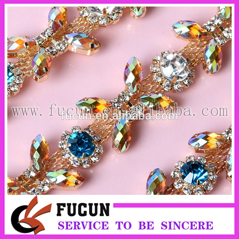 Costume Wedding Dress Applique Color Crystal Rhinestone Sewing On trimming