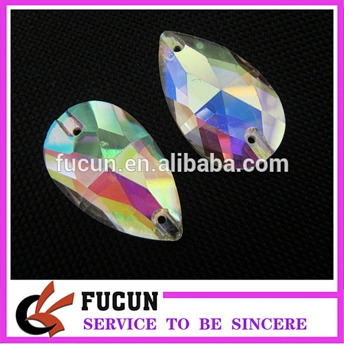 All size Teardrop Sew On Rhinestones Crystal AB Flatback 2 Holes Sewing Stone Glass Crystal