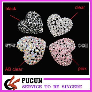 Wedding Bridal Bouquet Full Rhinestone Heart Brooch Pin